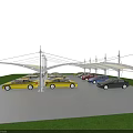 Modern Tensile Membrane Carport Shading Multiple Vehicles In Outdoor Parking Lot