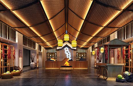 New Chinese Restaurant Hall 3d model