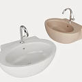 Modern Wall Mounted Washbasins in White and Beige with Chrome Faucets Design
