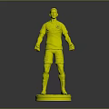 Man in Red Soccer Jersey Number 23 Standing as 3D Model Figure on Green Base 3d model