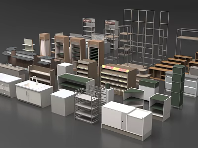 Various Modern Bookshelves With Wooden Metal Frames Open Shelves And Storage Design 3d model