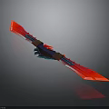 Vibrant Red And Blue Blade Weapon With Leather Strap And Decorative Design Elements 3d model