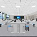 Modern Laboratory Interior With Lab Tables Scientific Equipment And Large Windows 3d model