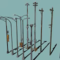 Multiple Grey Metal Floor Lamps With Blue Background For Home Decor