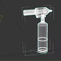 Tactical Weapon Featuring Blue Gas Cylinder Black Attachment And Flame Logo Design