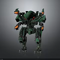 Sci Fi Green Armored Mechanical Creature With Red Eyes And Robotic Limbs 3d model
