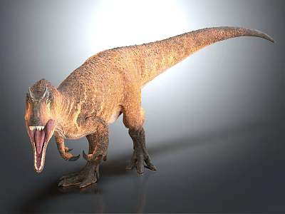 Realistic Tyrannosaurus Rex Dinosaur With Open Mouth And Brown Skin Texture 3d model