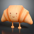 Adorable Cartoon Animal In Croissant Shape With Smiling Face And Standing Legs 3D Design
