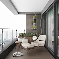 Modern Home Balcony Design With Outdoor Chairs Small Table Green Plants And City View