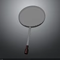 Metallic Silver Racket With Red Grip Handle Displayed On Dark Background 3d model