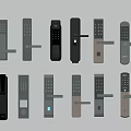 Modern door handle smart password fingerprint lock 3d model