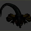 Mythical Black Dragon Game and Movie Character With Wings Purple Belly and Yellow Eyes