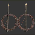 Barbed Wire Military Defense Setup With Burning Candles On Twisted Structure 3d model