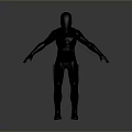 Futuristic Game and Movie Character in Black Combat Suit With White Lines