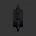 Black Chain Flail Weapon With Spiked Metal Head And Long Chain