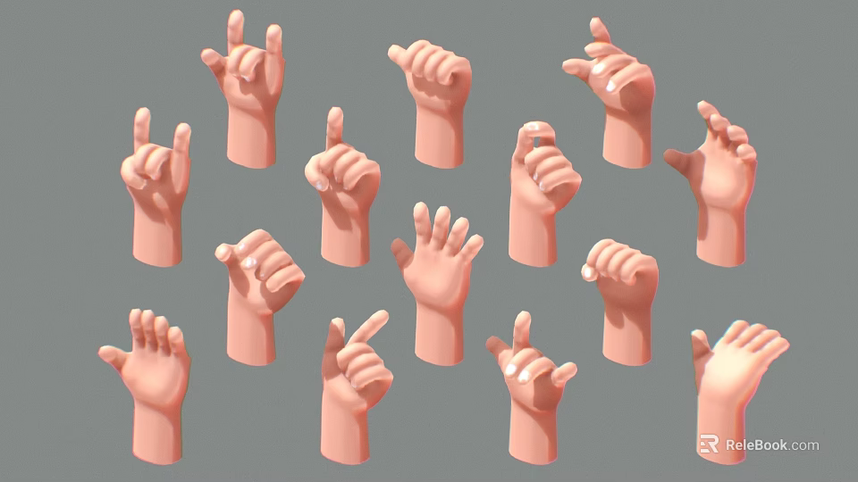 Collection of Multiple Human Hand Gestures Showing Different Signs And Poses 3d model 