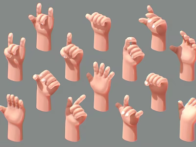 Collection of Multiple Human Hand Gestures Showing Different Signs And Poses 3d model