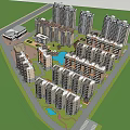 Modern Residential Complex With High Rise Buildings Lush Greenery And Spacious Layout 3d model