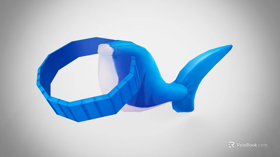Blue 3D Stuffed Whale Doll With Ring Shape And Tail Design 3d model 