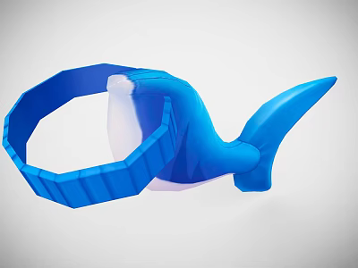 Blue 3D Stuffed Whale Doll With Ring Shape And Tail Design 3d model