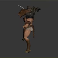 Mythical Bull Warrior Character With Muscular Build Holding Giant Hammer And Armor
