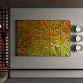Vibrant Abstract Painting With Green Yellow Red Swirls Triple Panel Wall Art Decor