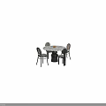 Elegant Round Dining Table Set With Marble Top And Four Striped Chairs 3d model
