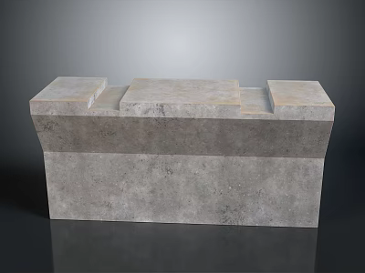 Modern Architectural Concrete Structure With Geometric Layered Design And Top Rectangular Projections 3d model