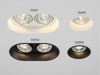 Downlights Spotlights Various Models With White Black Housing And Single Double Lamp Heads 3d model