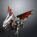 Fantasy Dragon Character With Red Wings And Silver Spiked Body