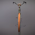 Vintage Light Green Bicycle with Brown Leather Seat and Orange Rims