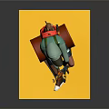 Game Film Character in Green Hoodie With Clown Makeup Holding Rifle Sitting on Red Barrel