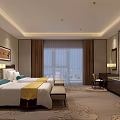 Spacious Modern Hotel Room Interior With Double Bed Large Window And Flat Screen TV