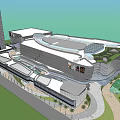 Modern Commercial Street With Shopping Mall Contemporary Architecture And Pedestrian Plaza