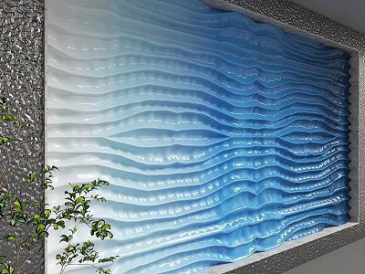 Blue Wavy Background Wall with Smooth Curved Patterns for Modern Home Interior Decor 3d model
