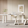 Modern desk and chair hanging painting stool 3d model