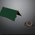 Triangular Green Camping Tent With Wooden Frame And Christmas Decorative Plate