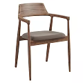 Modern Wooden Armchair With Light Fabric Seat And Minimalist Design