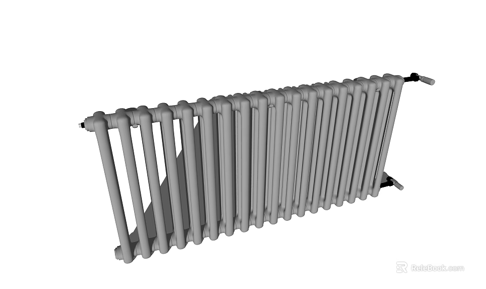 Traditional Cast Iron Heating Radiator with Vertical Tubes Structure 3d model 