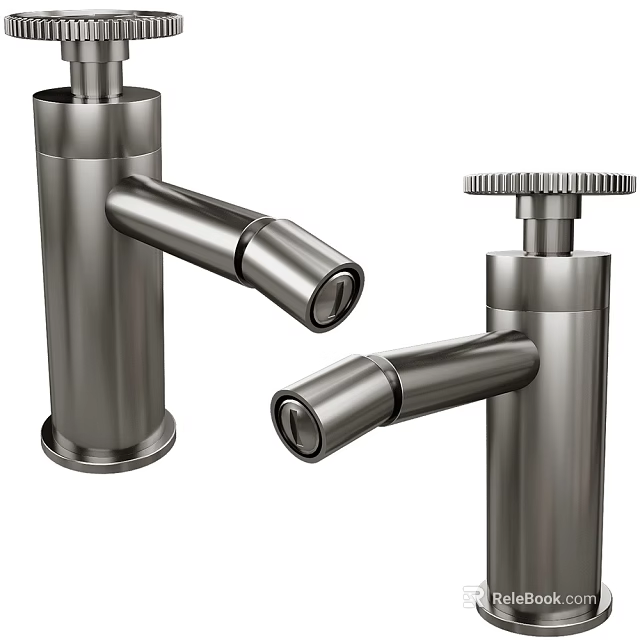 Modern Stainless Steel Faucet with Sleek Design Rotating Handle and Polished Finish 3d model 