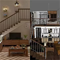 Cozy Modern Apartment Interior With Bedroom Wardrobe Kitchen Cabinets And Dining Table Fruits
