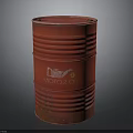Red Cylindrical Metal Motor Oil Barrel With Brand Label And Smooth Surface