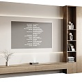 TV cabinet TV background wall bookcase 3d model