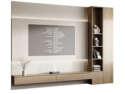 TV cabinet TV background wall bookcase 3d model