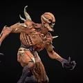 Menacing Fantasy Monster Character With Spikes Sharp Claws And Rough Skin