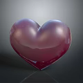 Shiny Red Heart Shaped Object With Glossy Surface And Reflection On Dark Background 3d model