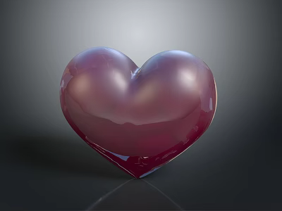 Shiny Red Heart Shaped Object With Glossy Surface And Reflection On Dark Background 3d model