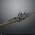 Detailed 3D Model of Battleship With Deck Turrets and Masts