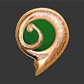Artistic Jewelry Piece With Green Gemstone Gold Spiral And Intricate Carved Details
