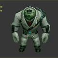 Cartoon Bear in White Uniform with Red Tie Black Shoulder Gear and Blue Accents